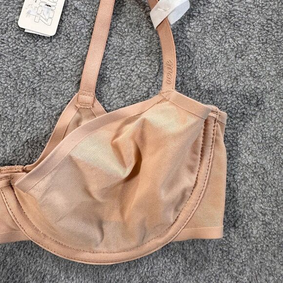 Aerie Smoothez Beige Mesh Balconette Bra 34C Unlined Wired Adjustable Strap New - Picture 3 of 8